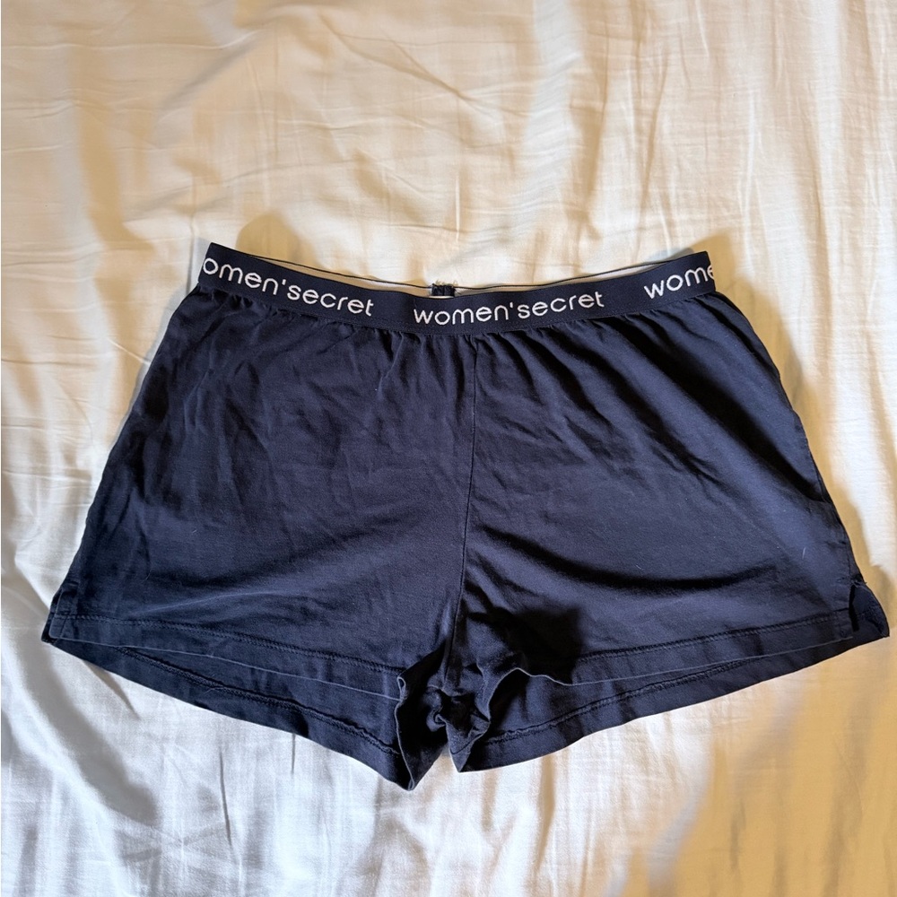 Women's Secret Navy Boxer Lounge Shorts with Branded Waistband